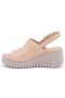 Trogi Genuine Leather Comfort Orthopedic Women's Sandals Beige - 5