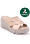 Astik Genuine Leather Women's Slippers Beige