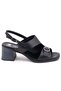 Polmier Genuine Leather Comfort Orthopedic Women's Sandals Black - 2