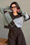 Dark Brown Argyle Pattern V-Neck Knitwear Women's Sweater Mg2647 - 3