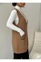 Women's Camel V-Neck Knitwear Blouse - 2