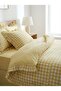 Ruffled Cotton Yellow Gingham Cotton Double Duvet Cover Set - 2