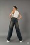 Baggy Jeans Buckle Detailed Navy Blue Top Coffee Tint Chemical Super High Waist Lycra Free - 4