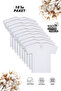 0803 Pack of 10 Boys' 100% Cotton Ribbed Flexible Comfortable Short Sleeve Wide Collar Undershirt Undershirt