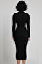 Long Sleeve Turtleneck Corded Fabric Fitted Knitwear Dress - 2