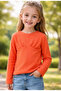 Girl's Ribbed Knit Long Sleeve Full Fit Blouse – Orange / Orange - 8
