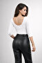 Women's White Elbow Sleeve Princess Collar Body - 3