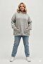 Gray Hooded Model Oversize Plus Size Regular Fit Unisex Large Size Sweatshirt