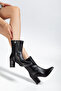Women's Size 36-42 Black Boots with Dust Covers, Heels with Removable Apparatus, Pointed Toe, Zippered Boots - 5