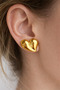 Steel Gold Bold Heart Baldwin Earrings -Not Tarnish- - 2