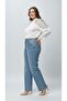 Premium Plus Size Jeans Wide Leg High Waist Pearl Stone-Detail Denim Trousers - 4