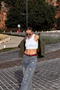 Women's Oversized Cotton Front Cut-Out Metal Zipper Hooded Sweatshirt Khaki - 5
