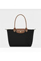 Large Size Black Tan Women's Hand and Shoulder Bag with Folding Zipper
