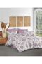 Fitted Sheet Duvet Cover Set Cotton Double Size - Plum 4614 - 4