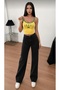 Women's Black Stretch Fabric Super High Waist Loose Jean Leg Denim Palazzo Pants - 3