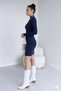 Women's Dark Blue Color Turtleneck Knitwear Mini Dress Length 90cm - 2