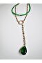 Premium Green Zircon Stone Y Chain Necklace 45 cm - 7