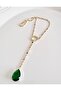 Premium Green Zircon Stone Y Chain Necklace 45 cm - 4
