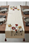 Punch Embroidered Flower Garden Patterned Table Runner (40x130 cm) - 5