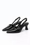 Double-Strapped Buckle Detailed Black Patent Leather Women's Heeled Shoes - 2
