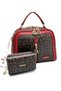 Women's Brown Red Bag Wallet Combination