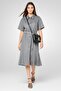 Women Tie Belt Midi Dress, Grey
