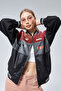 Women's Oversize Printed Biker Racer Coat College Jacket - 3