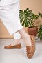 D25Ya 345 Tan Genuine Leather Perforated Women's Shoes Real Leather Daily Comfortable Soft Tan - 2