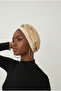 Special Design Beige with Beige Embroidery Oval Patterned Lined Ready-To-Wear Turban Hijab Evening Dress Bonnet - 7
