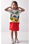 Girl's Printed T-Shirt Shorts-Skirt Set - 4