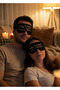 🎮   Player 1 Sleeps & Player 2 Connects - Black Sleep Headband Set for Gamer Couples - Gift for Lover - 2