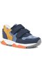 Genuine Leather Navy Blue Tan Kids Sneakers Sports Shoes - 2