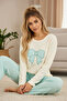 Green Bow Embroidered Cotton Ribbed Camisole Knitted Pajama Set25226012