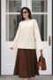 Women's Braided Knitwear Sweater with Pompom Pattern on the Sleeves