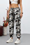 White Camouflage Cargo Pocket Gabardine Fabric Trousers