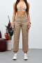 Beige Cargo Pocket Gabardine Fabric Trousers - 4