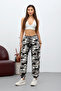 White Camouflage Cargo Pocket Gabardine Fabric Trousers - 8