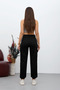 Black Cargo Pocketed Gabardine Fabric Trousers - 5