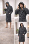 Velrobe Home Collection King Size Cotton Hooded King Embroidered Adult Bathrobe - 3