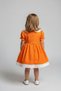 Lace Detailed Peter Pan Collar Girl's Baby Orange Cotton Dress - 3