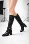 Melinta Black Zippered Buckle Detailed Black Boots - 2
