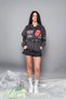 Deep Rolling Printed Zipper Zip Hooded Unisex Washable Black Sweatshirt - 6