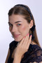 White Pearl Maternity Crown with Navy Blue Dangling Earrings 1012 - 4