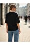 Black Crew Neck Women's Tshirt Oversize Combed Cotton Fabric Tshirt - 3
