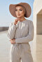 Combed Cotton Bonnet Turban with Detachable Bow on the Back, S-4, Mink