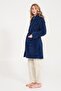 Welsoft Shawl Collar Navy Blue Fleece Women's Dressing Gown - 6