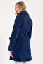 Welsoft Shawl Collar Navy Blue Fleece Women's Dressing Gown - 5