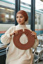 Combed Cotton Bonnet Turban with Detachable Bow on the Back, S-4, Dark Brown - 2