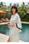 Luxury Boxed Satin Long Kimono Sleeve Flower Detail Bride Maternity Dressing Gown with Buckle Gift - 4