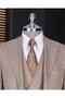 Italian Style S Slim Fit Peaked Lapel Jacket Vest Pants Suit Mink T14667 - 3